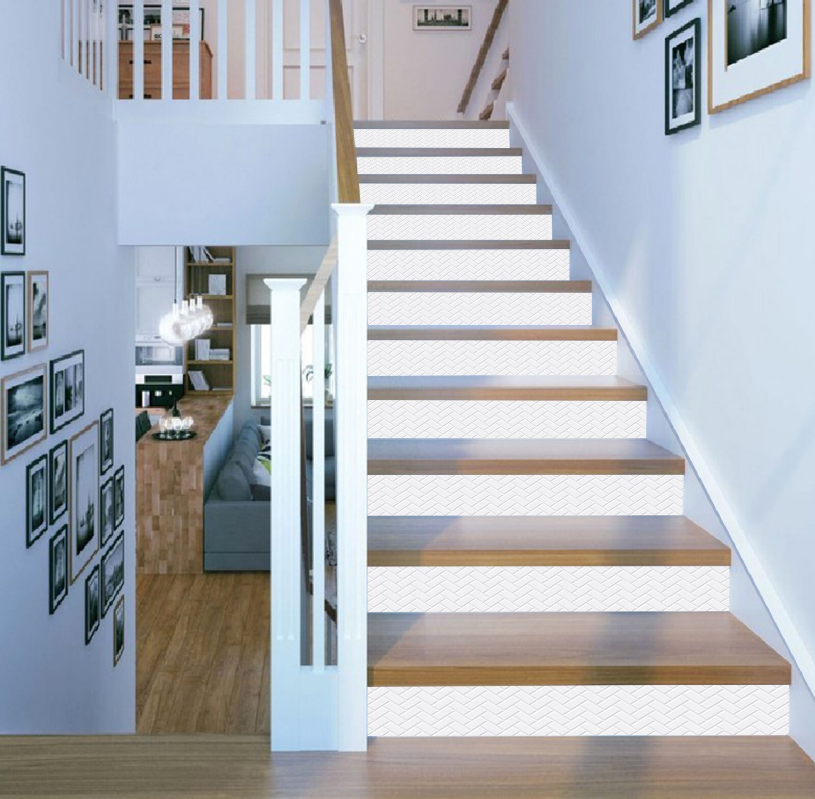 3D White Wave Texture AZ620 Stair Risers Decoration Mural Vinyl Wallpaper Kay gallery