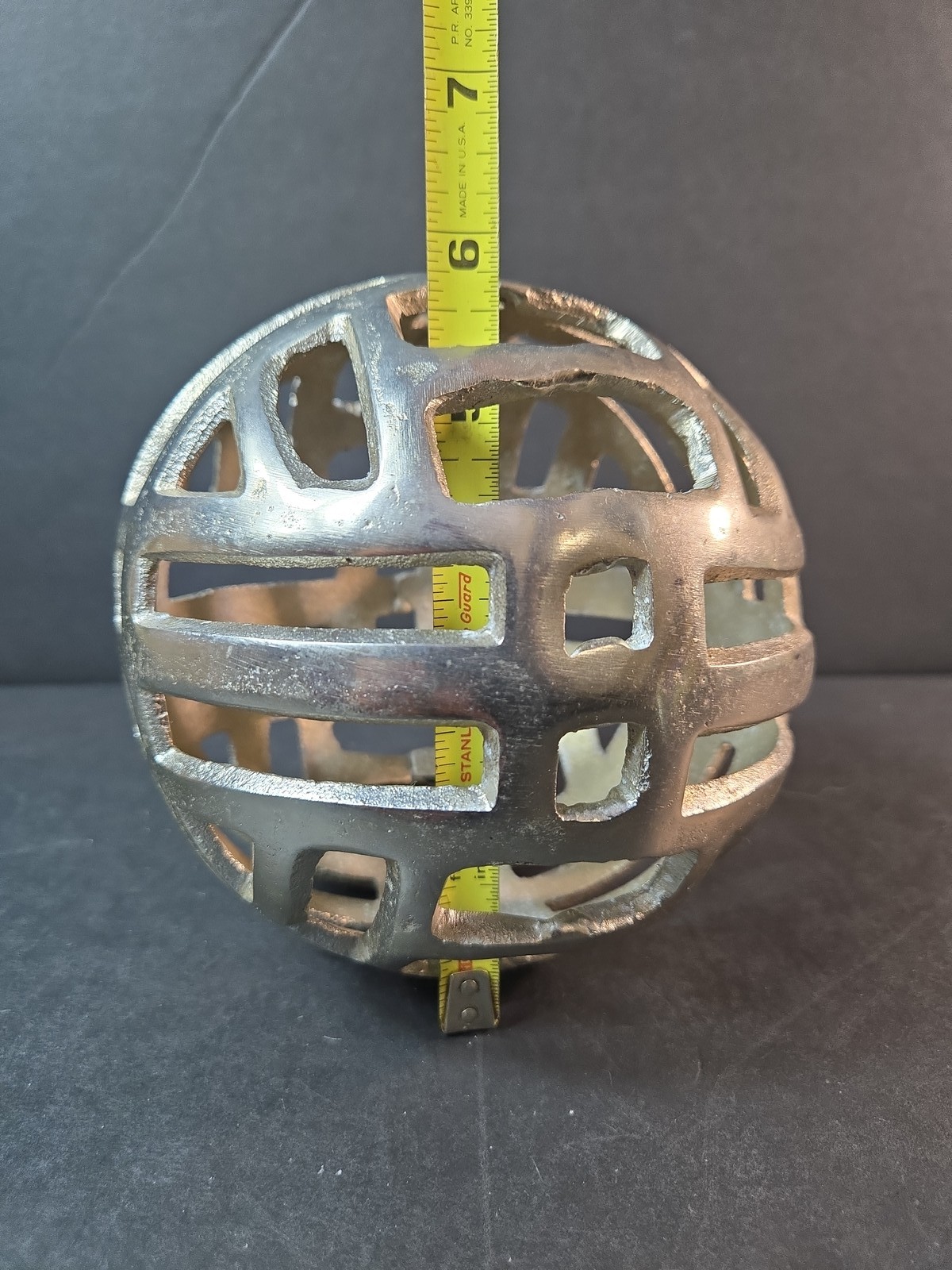 Modern Geometric Metal Orb Sphere Sculpture Home Decor Accent Silver 4" Diameter gallery