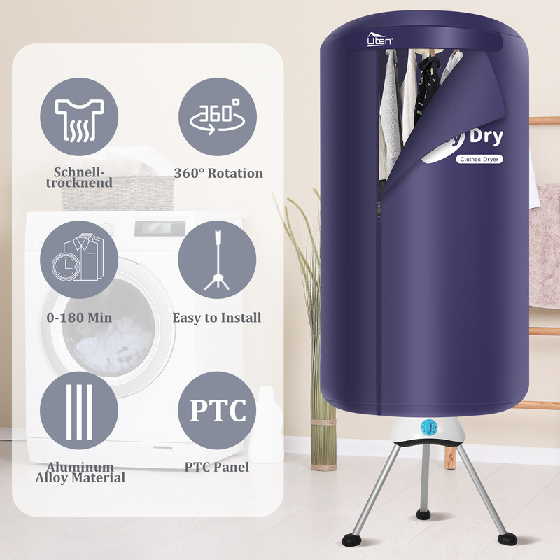 Portable Electric Clothes Dryer Aluminum alloy Drying Machine 1000W Apartment RV gallery