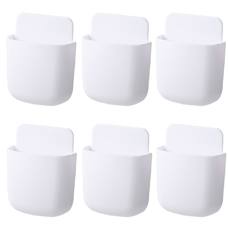 6X Wall Mounted Smart TV Remote Control Holder Home Offices Organiser Case White gallery