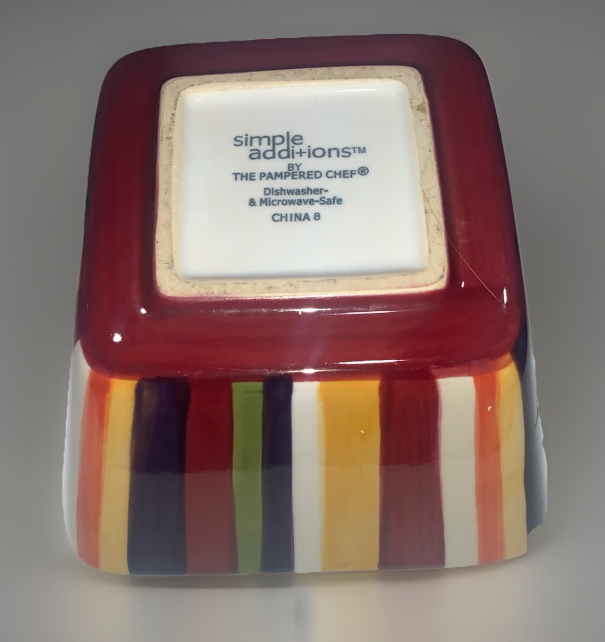 Pampered Chef Simple Additions 2 Bowl Serving Set Multicolor Stripes/Squares gallery