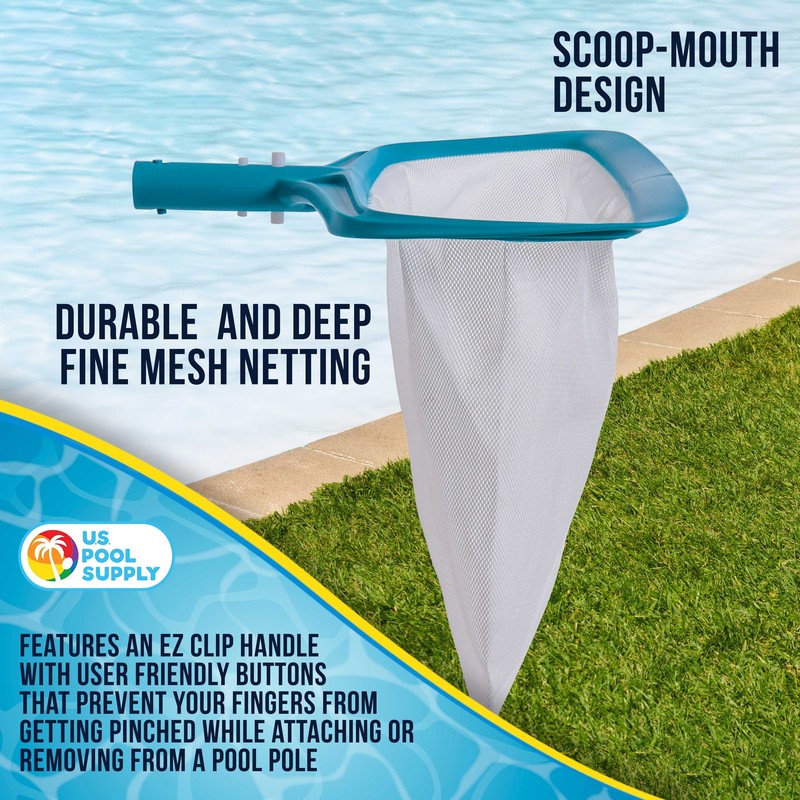U.S. Pool Supply Pool Leaf Rake with Deep Net Bag & EZ Clip Handle gallery