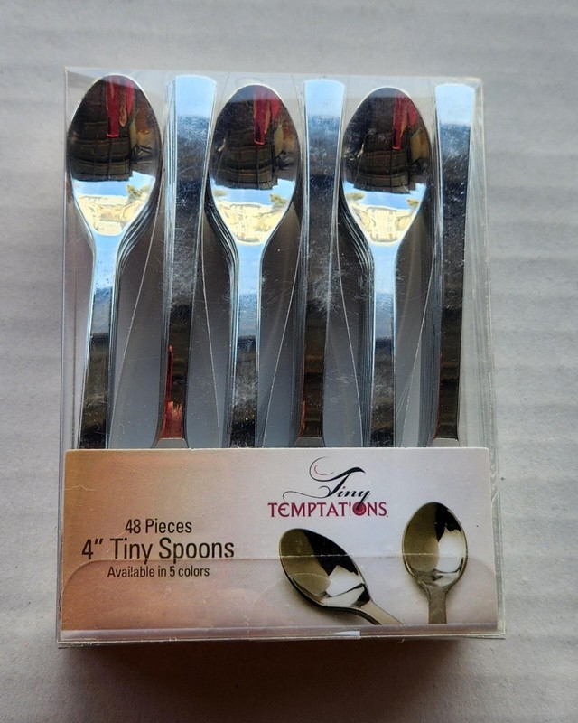 Tiny Temptations 4" Plastic Tiny Tasting Silver Spoons 48 Pieces - 3 Packs gallery