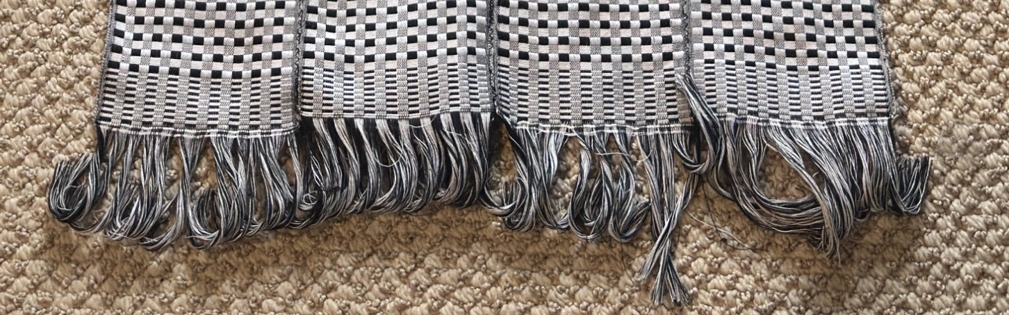 West African Loom-Woven Table Runner Black & White Checker " x 18" Fringe gallery