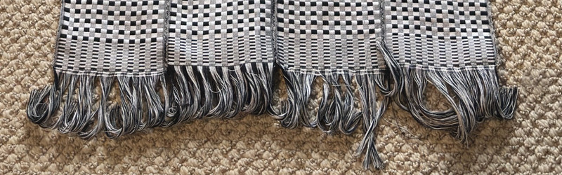 West African Loom-Woven Table Runner Black & White Checker " x 18" Fringe gallery