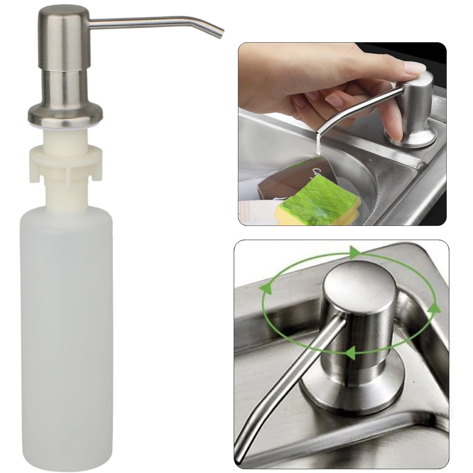 EEEkit Soap Dispenser Kitchen Sink Liquid Pump Bottle - Stainless Steel, 300ml gallery