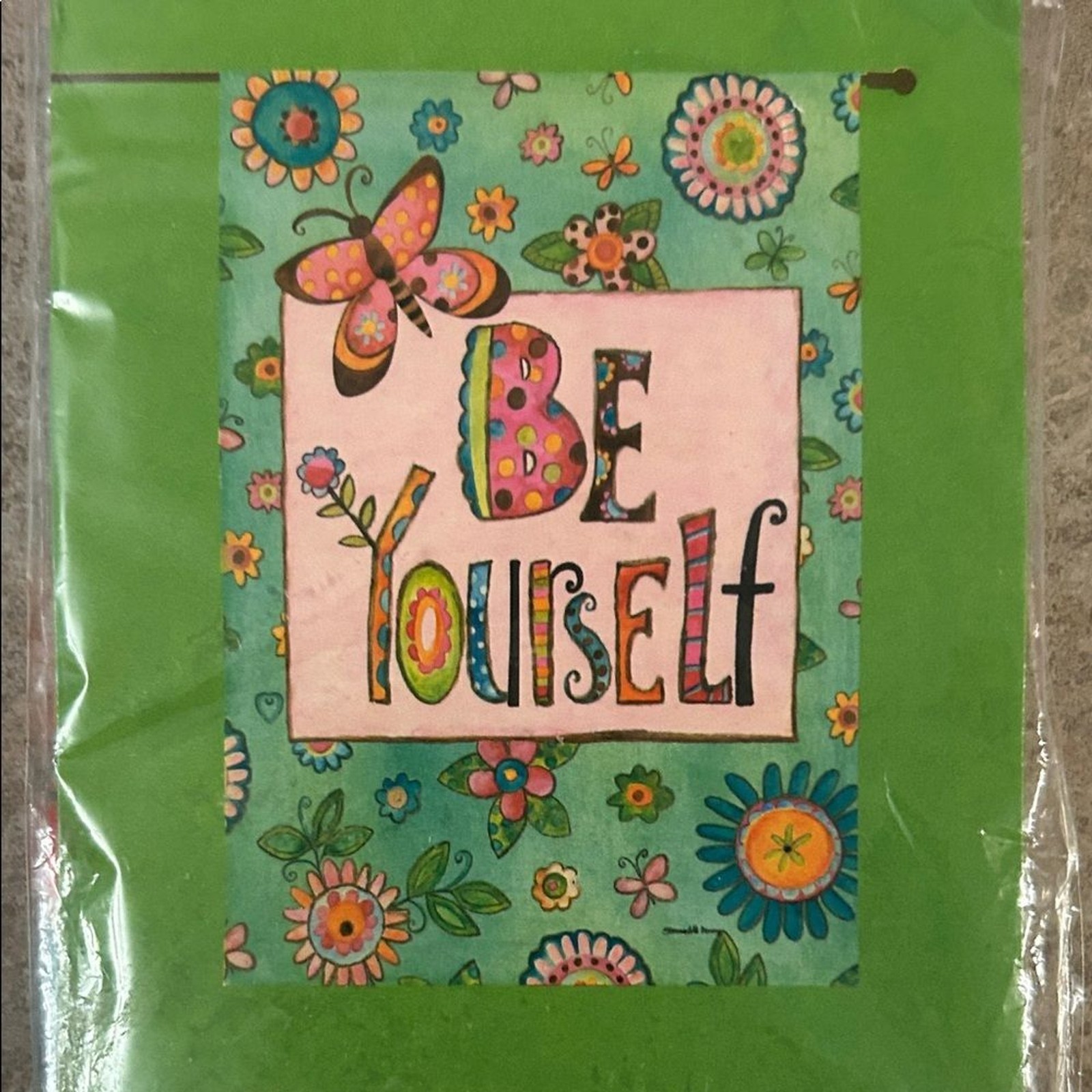 Rain or Shine Be Yourself Colorful Large Porch Flag 48x24 Butterflies gallery