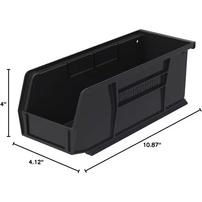 30224 Plastic Stackable Storage Bins, 11 In. X 4 In. X 4 In. Black, 12-Pack gallery