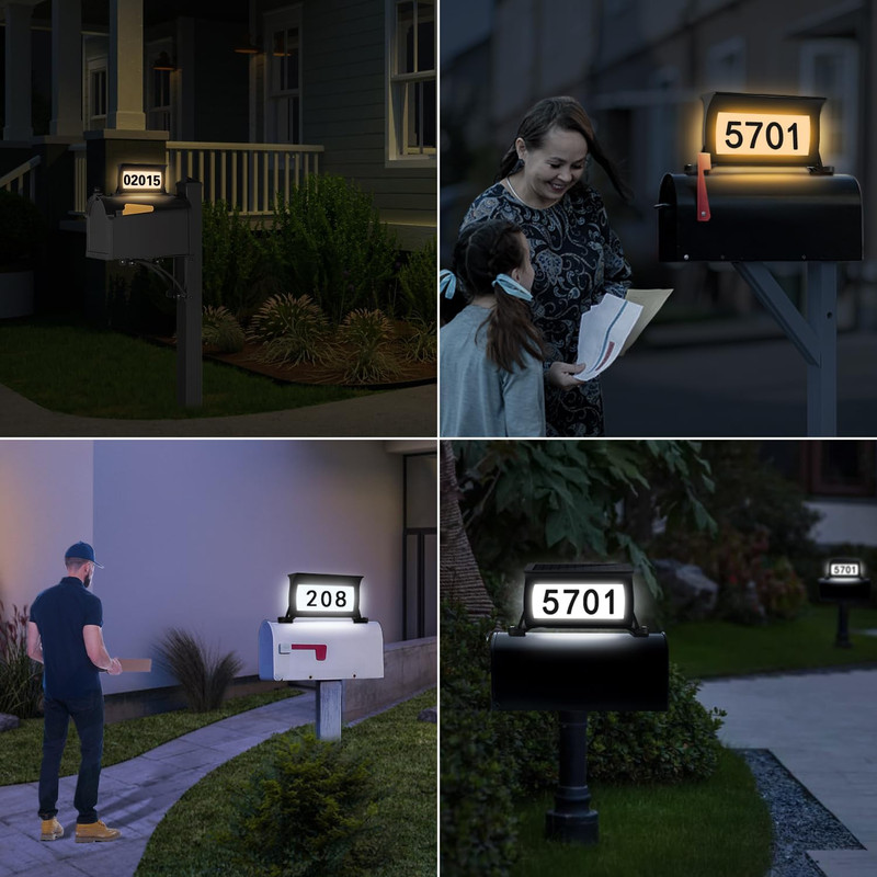 Solar Backlit Address Sign for Mailbox, House Number Plaque Double Side Illumina gallery