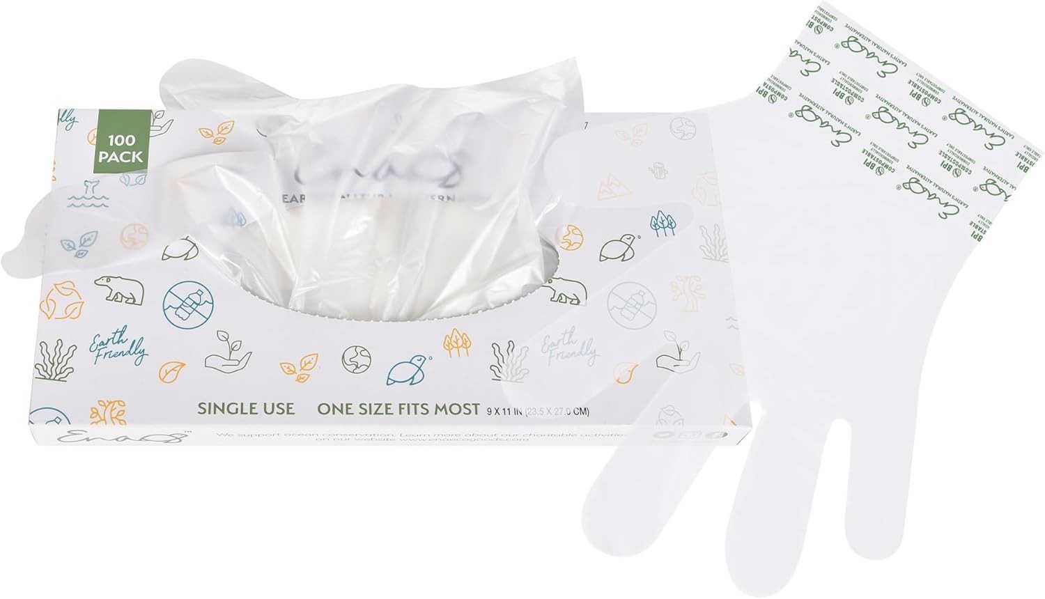 100% Compostable Gloves Disposable Latex Free [One Size Fit Most, 100CT] Food gallery