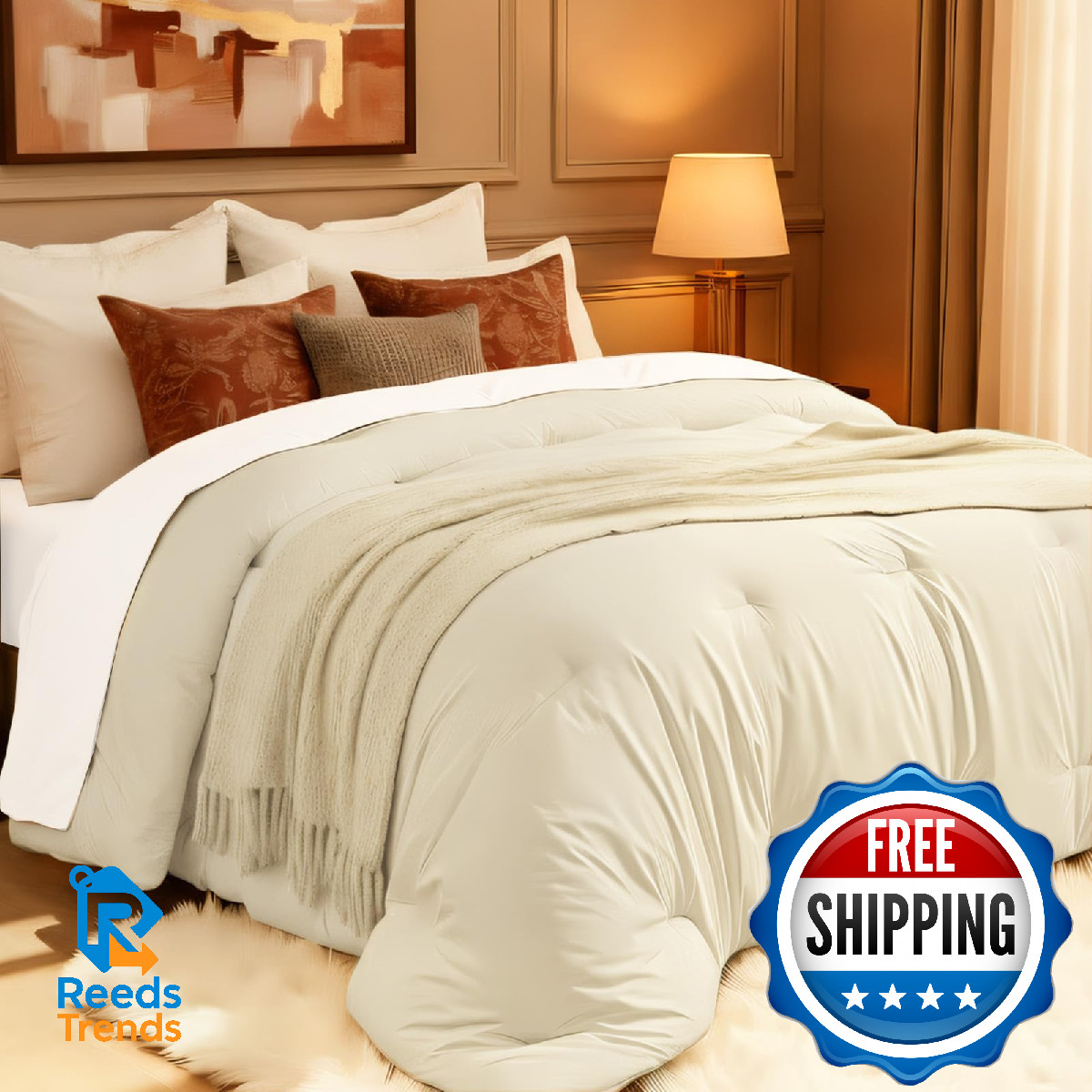 Easthome Comforters Twin Size All Season Quilted Bed Comforter Ultra-Soft Down A gallery