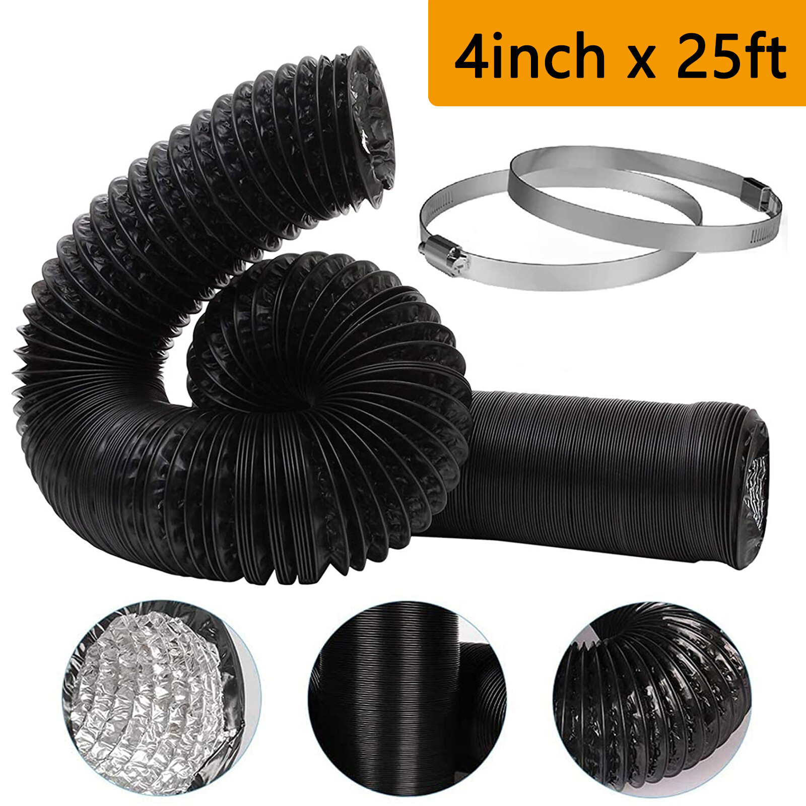 Flexible 4-8 Inch Aluminum Ducting Hose, 10-25 Ft Dryer Vent Tube, 4-Layer gallery