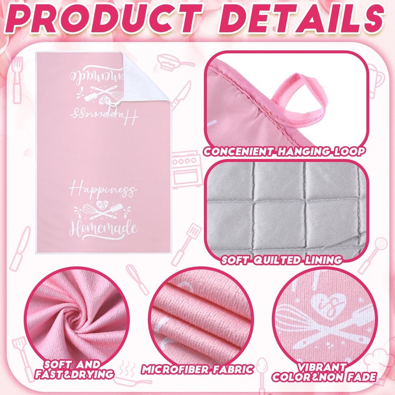 Sratte 6 Pcs Kitchen Decor about 23.62 x 15.75 inches of towels, Pink gallery