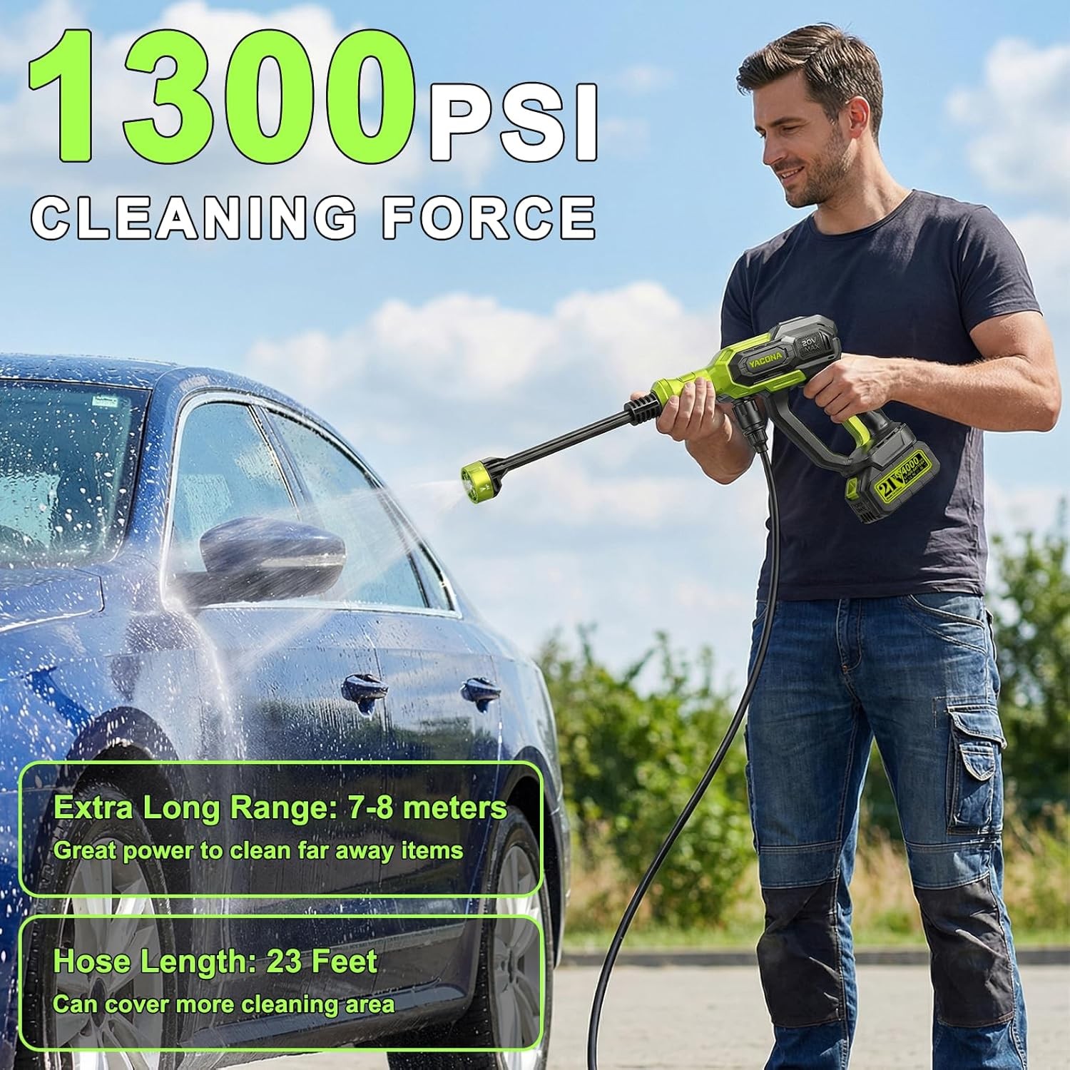 Handheld Cordless Portable Washer 23FT Hose 6 in 1 Nozzle gallery