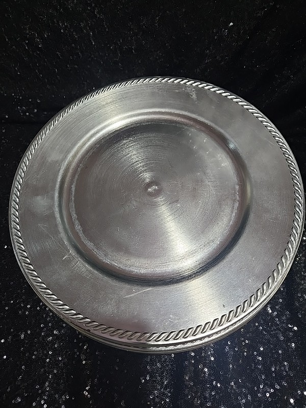 39pc 13" Round Solid Silver CHARGER PLATES Party Event Tableware Wedding Banquet gallery