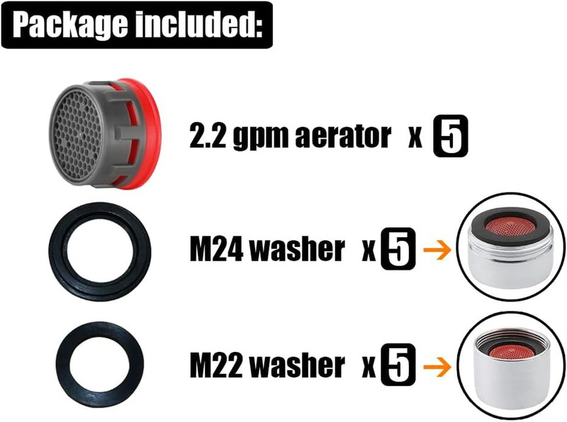 Faucet Aerator, 2.2 GPM Flow Retrictor Insert Aerators Replacement Parts Only Wo gallery