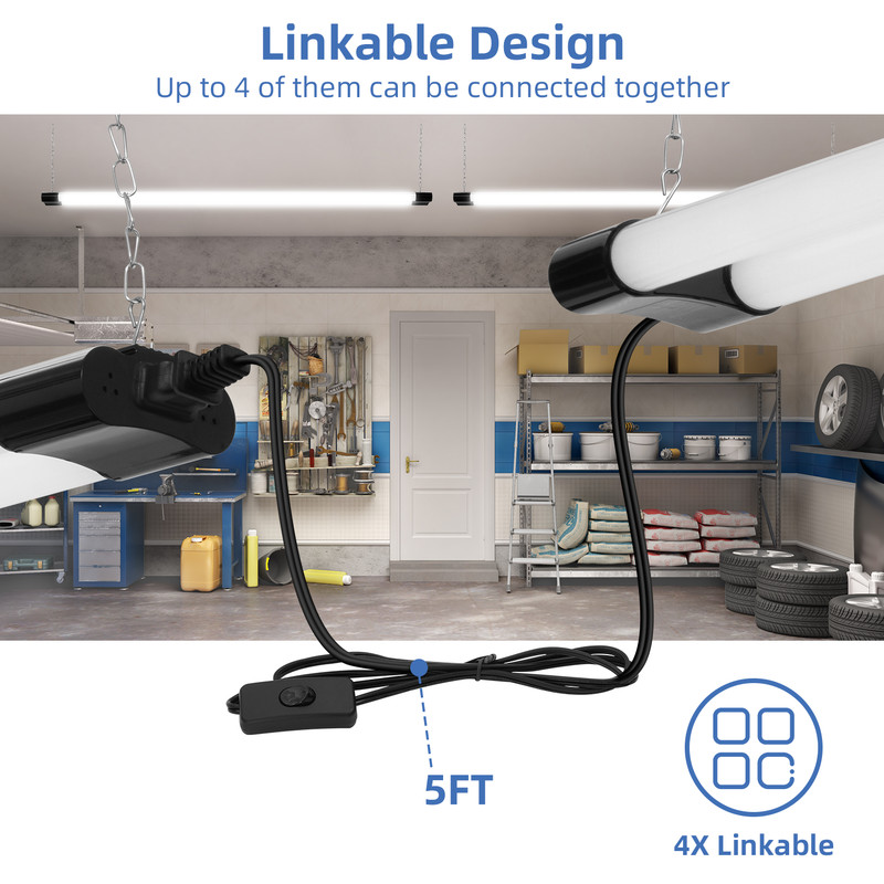 16 Pack 4 FT, 42W, Linkable LED Utility Shop Light, 4400 LM, 6500K for Garage gallery