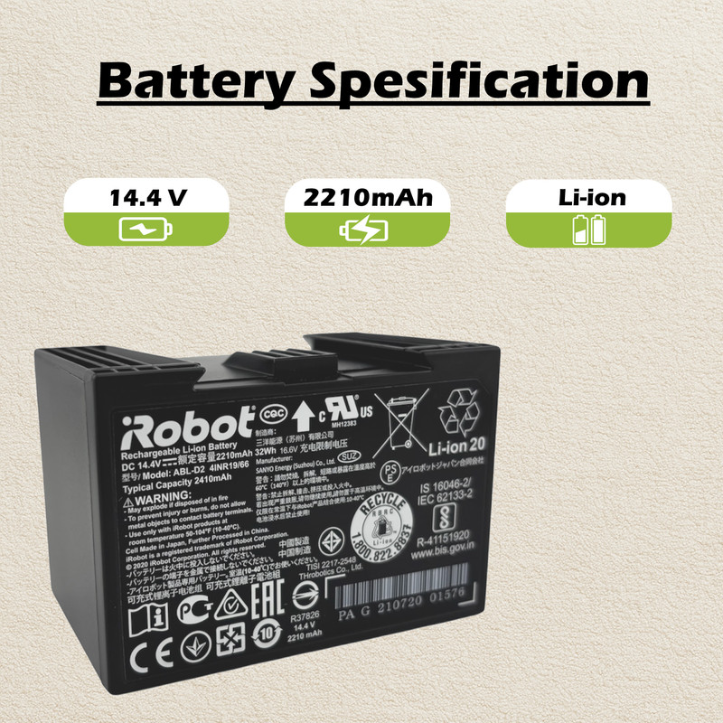 New OEM iRobot Roomba i5 i5+ High Capacity Lithium Ion Battery 2410mAh - ABL-D2 gallery