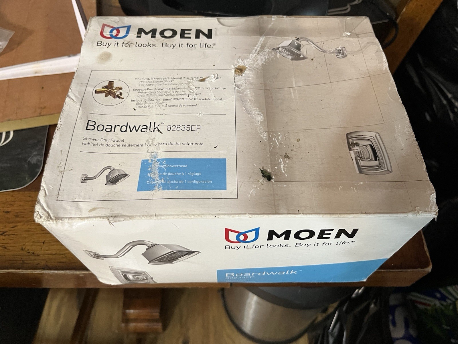 Moen Boardwalk 82835EP Chrome Shower Trim Set Lever Handle Square Head 1.75GPM gallery
