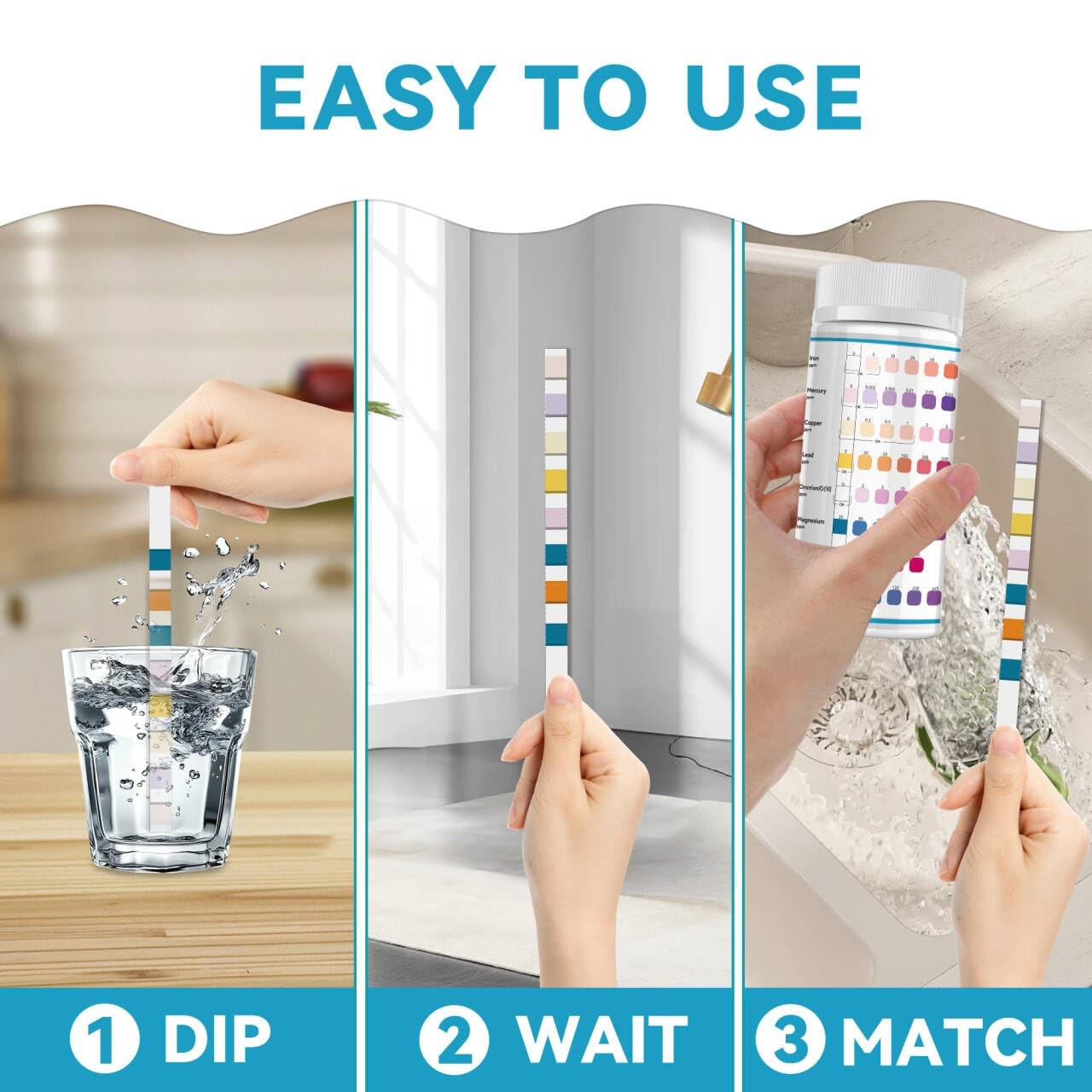 Heavy Metals Water Test Strips (8 Tests) - 100ct Home Testing Kit for... gallery