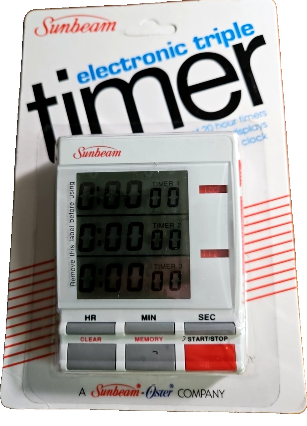 Sunbeam Electronic Triple Timer #8180 White NOS Vintage gallery