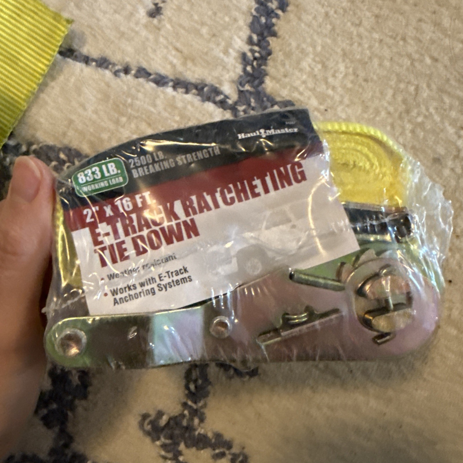 Haul Master E-Track Ratcheting Tie Down 2"x16' Item 62758 New Sealed 833lb Load gallery