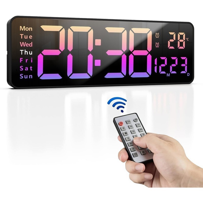 16inch BIG DIGITAL LED CLOCK WALL MOUNT LARGE NUMBERS TIMER DATE TEMPERATURE US gallery