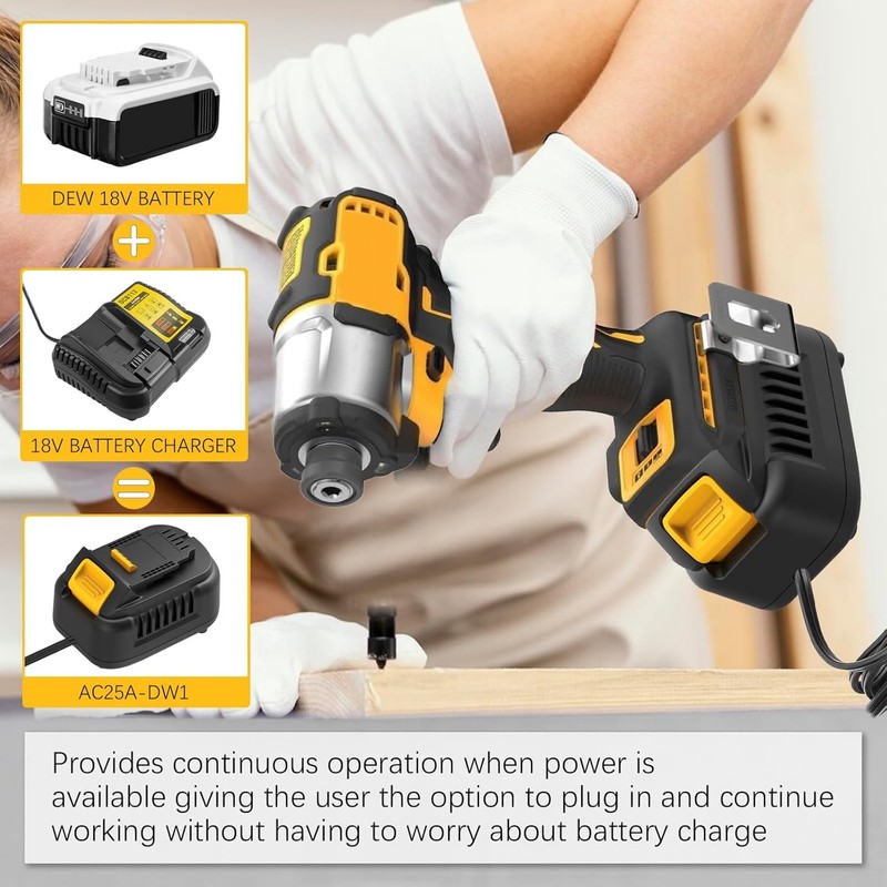 AC to DC Cord Plug Adapter Compatible with DeWalt 18V 20V Tool 500W 110V to 20V gallery
