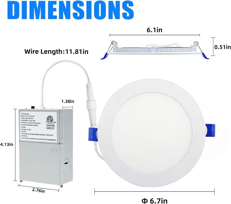 6 Inch LED Recessed Ceiling Light, 2700K/3000K/3500K/4000K/5000K 5CCT Selectable gallery