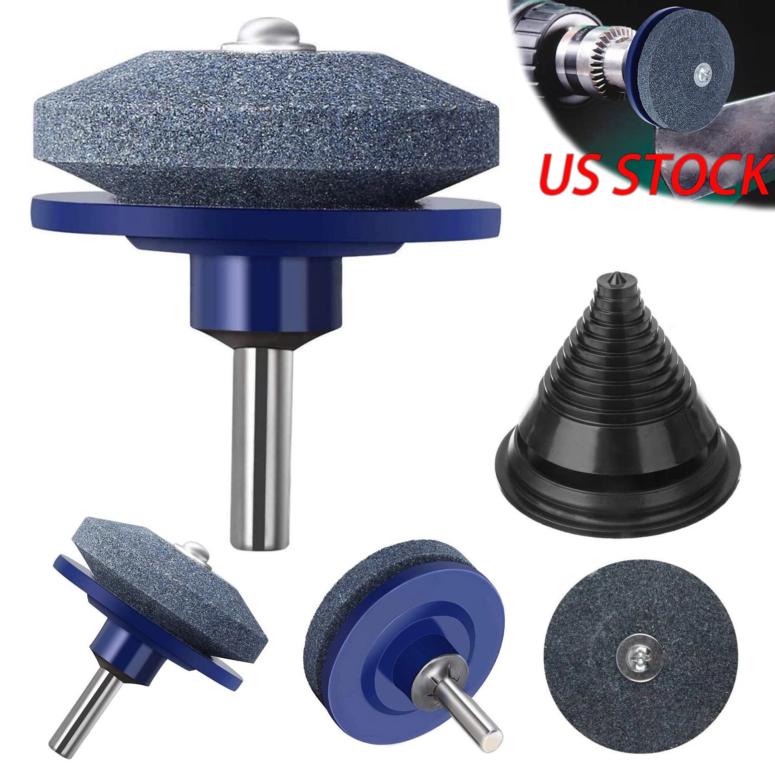 5Pcs Lawn Mower Blade Sharpener & Balancer Kit for Drill Grinder Garden Tool gallery