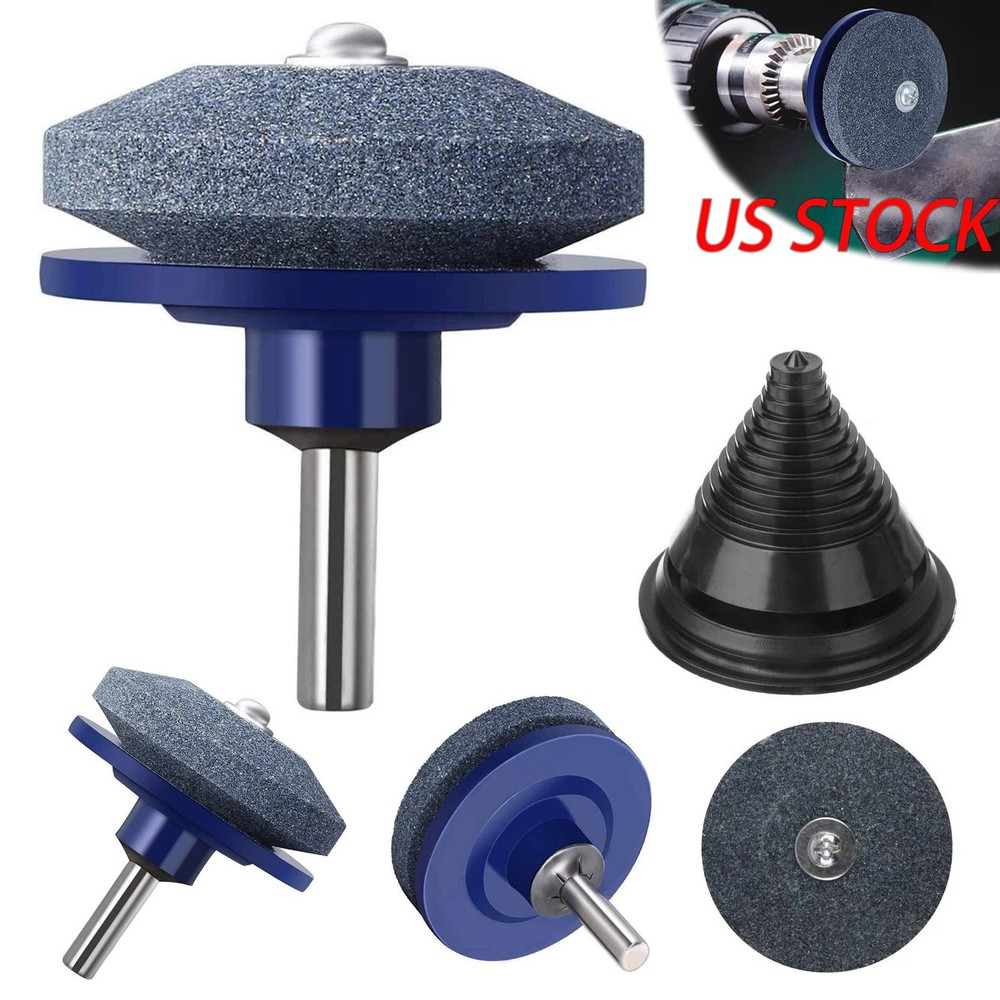 5Pcs Lawn Mower Blade Sharpener & Balancer Kit for Drill Grinder Garden Tool