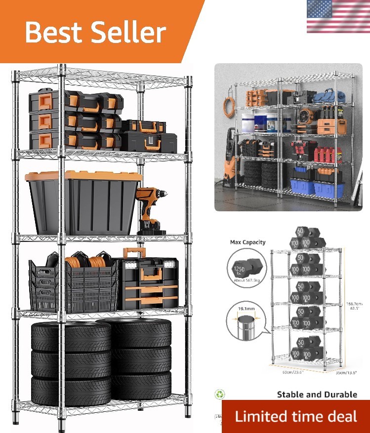 Versatile 1250 lbs Steel Utility Shelving - Modern Chrome Rack for Home & Garage gallery
