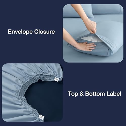 Sheets Set 6 Piece Cooling Bed Sheets with 4 Envelope Pillowcases Full Blue gallery