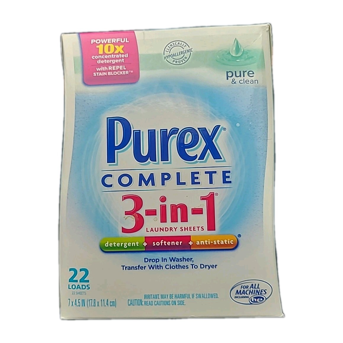 Purex Complete 3-in-1 Laundry Sheets Pure & Clean Detergent, 22 Loads Sealed gallery