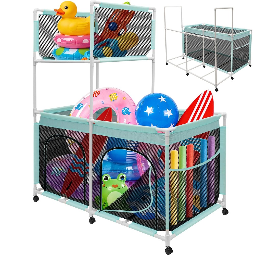 Pool Float Storage Organizer, 2-in-1 Extra Large 350 Gallon Outdoor Pool Toy ...