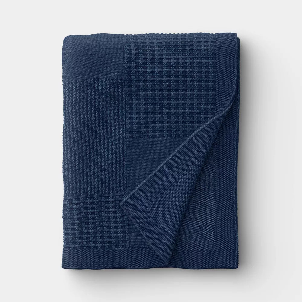 50"X 60" Washed Knitted Throw Blanket Blue - Threshold gallery