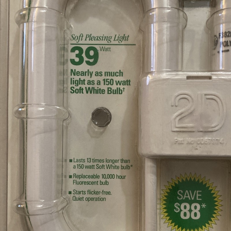 GE 2D Electronic Fluorescent Bulb 39W Soft White 2700lm F382D/827 Polylux gallery