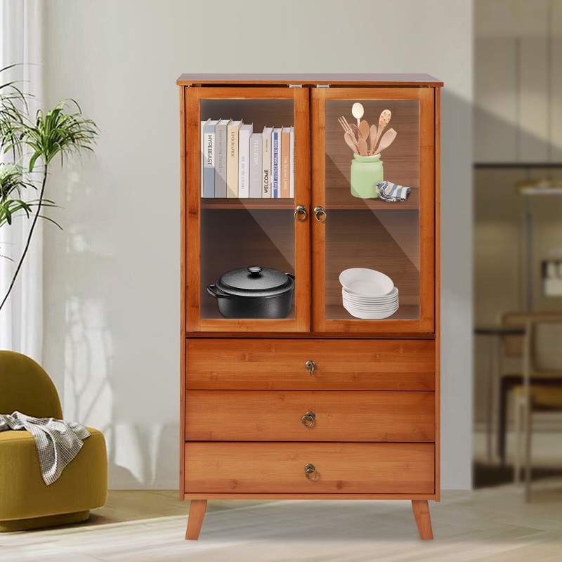 Kitchen Storage Cabinet Pantry Cupboard w/ 2 Doors 2 Drawers& Adjustable Shelves gallery