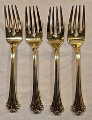 F.B. Rogers Gold Plated Electroplate American Chippendale Set of 4 Salad Forks