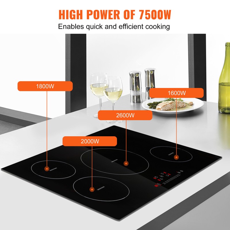 VEVOR 30in Electric Induction Cooktop 4 Burners Stove Top Touch Control 7500W gallery