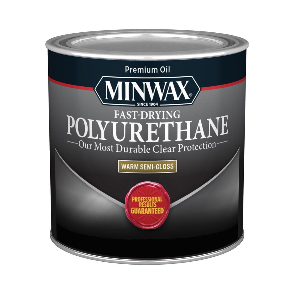 Minwax Fast Drying Polyurethane Protective Wood Finish, 1/2 Pint, Semi-Gloss