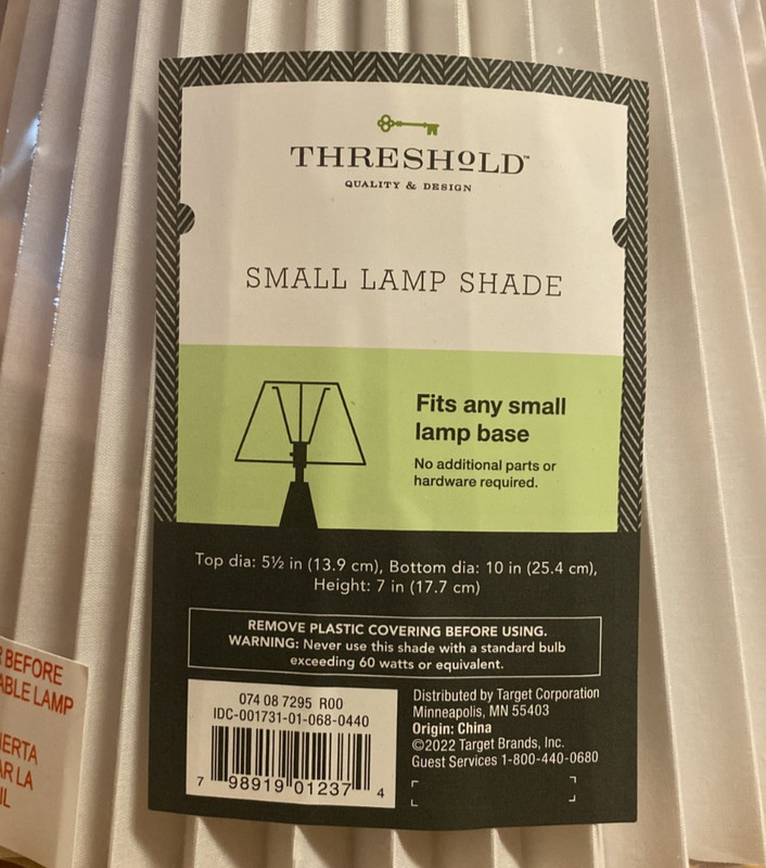 THRESHOLD Small Pleated Lamp Shade White 5-1/2 x 10 x 7 in NEW gallery