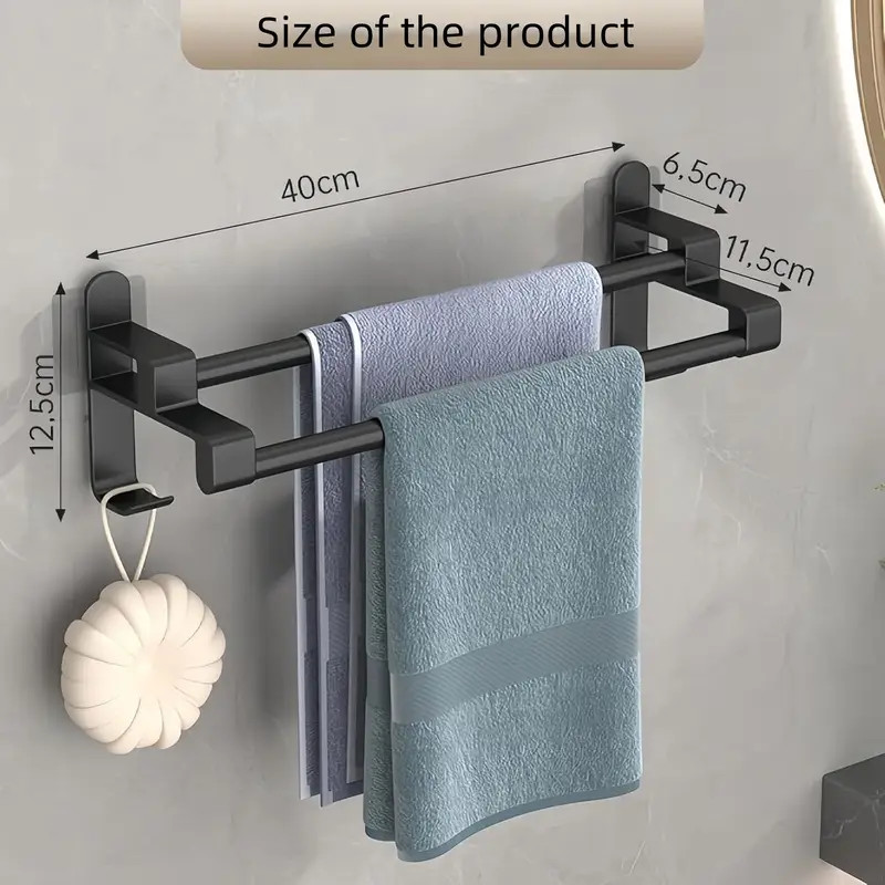 Towel Racks for Bathroom, Double Towel Holder NO Drilling Carbon Steel gallery