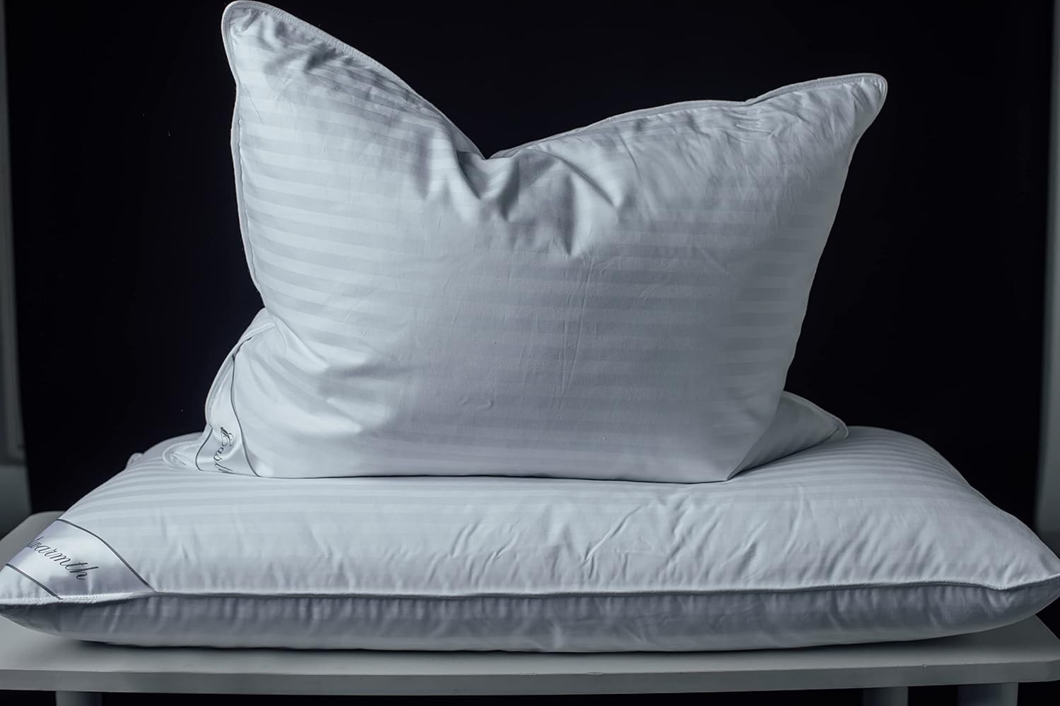 Extra Soft Cotton King Pillow with Goose Down Filling - Striped White Elegance gallery