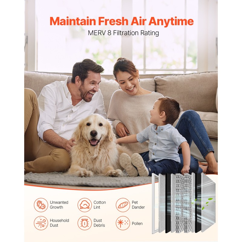 Uimoso Permanent Washable Electrostatic Furnace AC Air Filter MERV 8 20x25x4" gallery