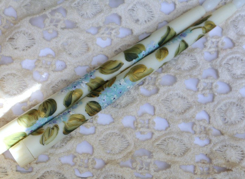 Hand Painted Violet Blue Hydrangea Flower Flameless Taper Candles Battery Candle gallery