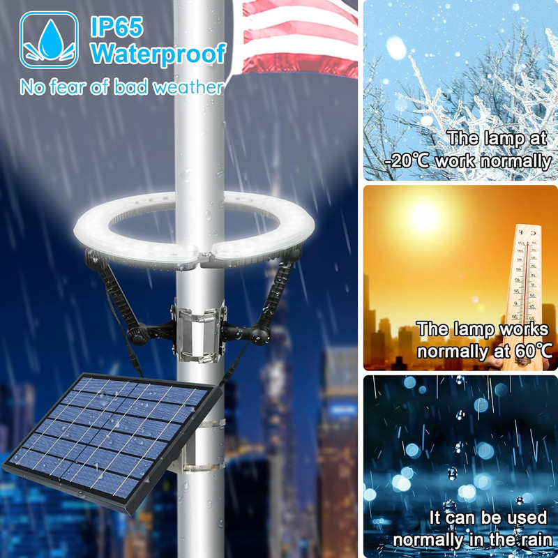 Flag Pole Light Solar Powered 4640 Lumens Brightest Solar Flagpole Light Outdoor gallery