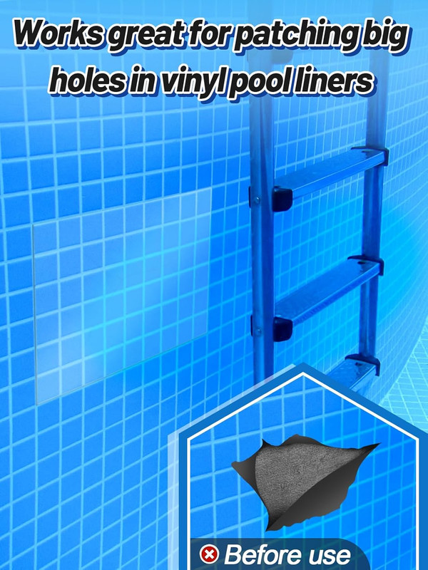 Exlarge Clear Pool Liner Repair Patch - 4Ft X 2.8Ft Self-Adhesive PVC Vinyl Patc gallery
