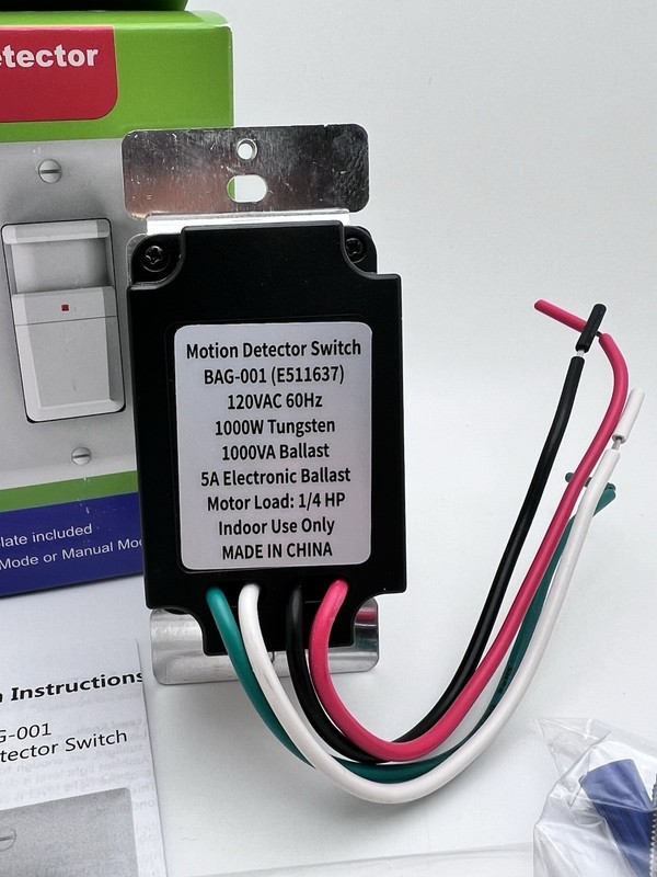 Motion Sensor Light Switch, Wall Plate Included, White, UL Listed gallery