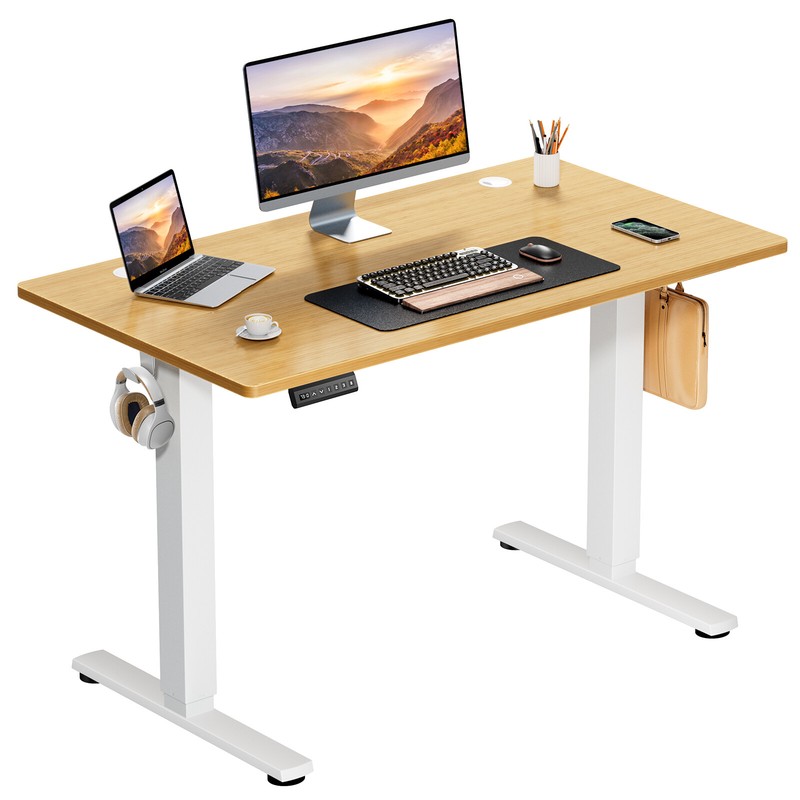 Electric Height Adjustable Standing Computer Desk with Splicing Board, Side Hook gallery